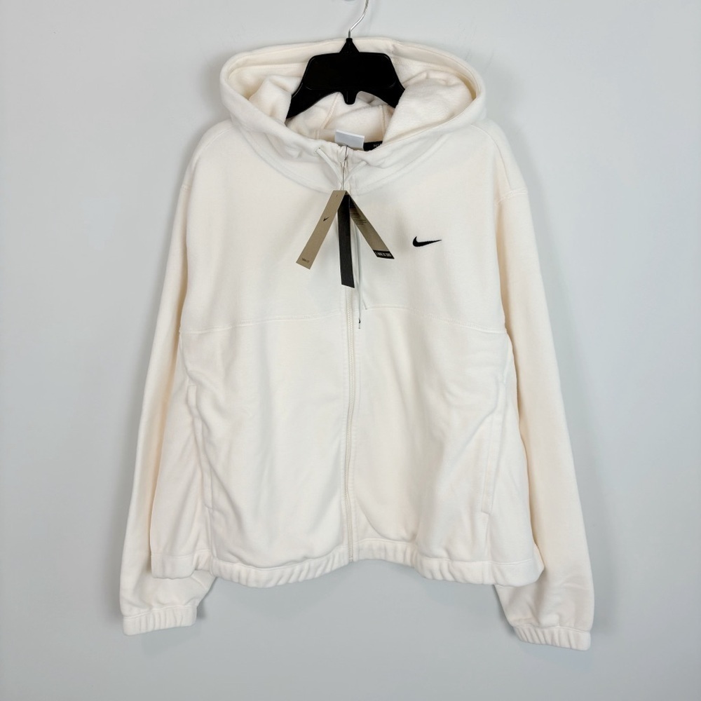 Nike Therma-FIT One Womens Oversized Full-Zip Fleece Hoodie Pale Ivory